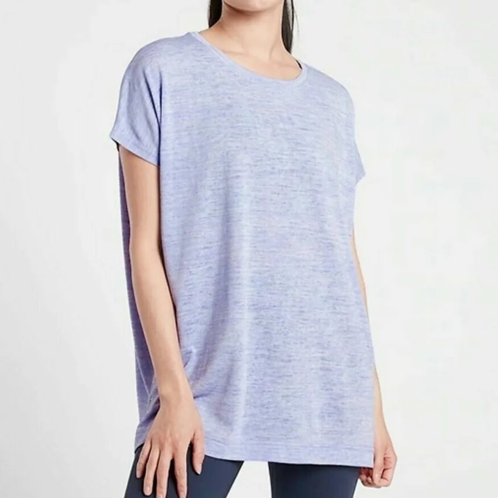Athleta Periwinkle Heather Scoop Short Sleeve Release Breezy Tee